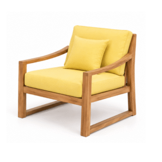 Solid Teak Wood Lounge Chair Upholstered Cushion Armchair Indoor Living Room Accent Furniture