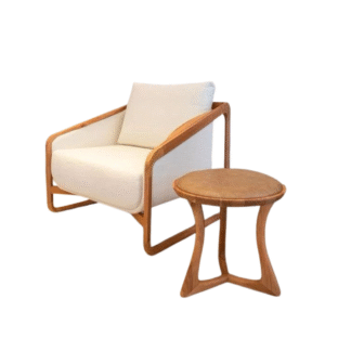 Modern Solid Teak Wood Lounge Chair with Upholstered Cushion for Hotel Villa Resort Living Room Furniture