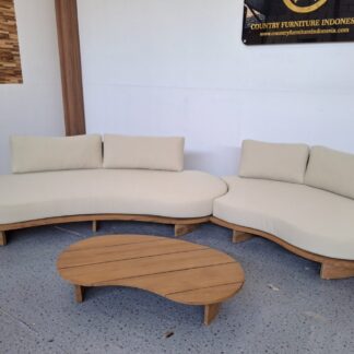 Teak Wood Curved Sectional Sofa