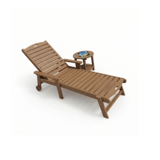 Solid Teak Wood Outdoor Sun Lounger Adjustable Reclining Chaise Lounge Chair with Wheels Garden Patio Poolside Furniture