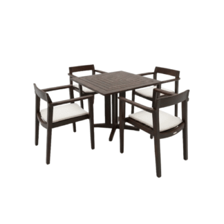Modern Solid Wood Outdoor Dining Set 4 Seater Patio Garden Table and Chair Set Wooden Furniture with Cushions
