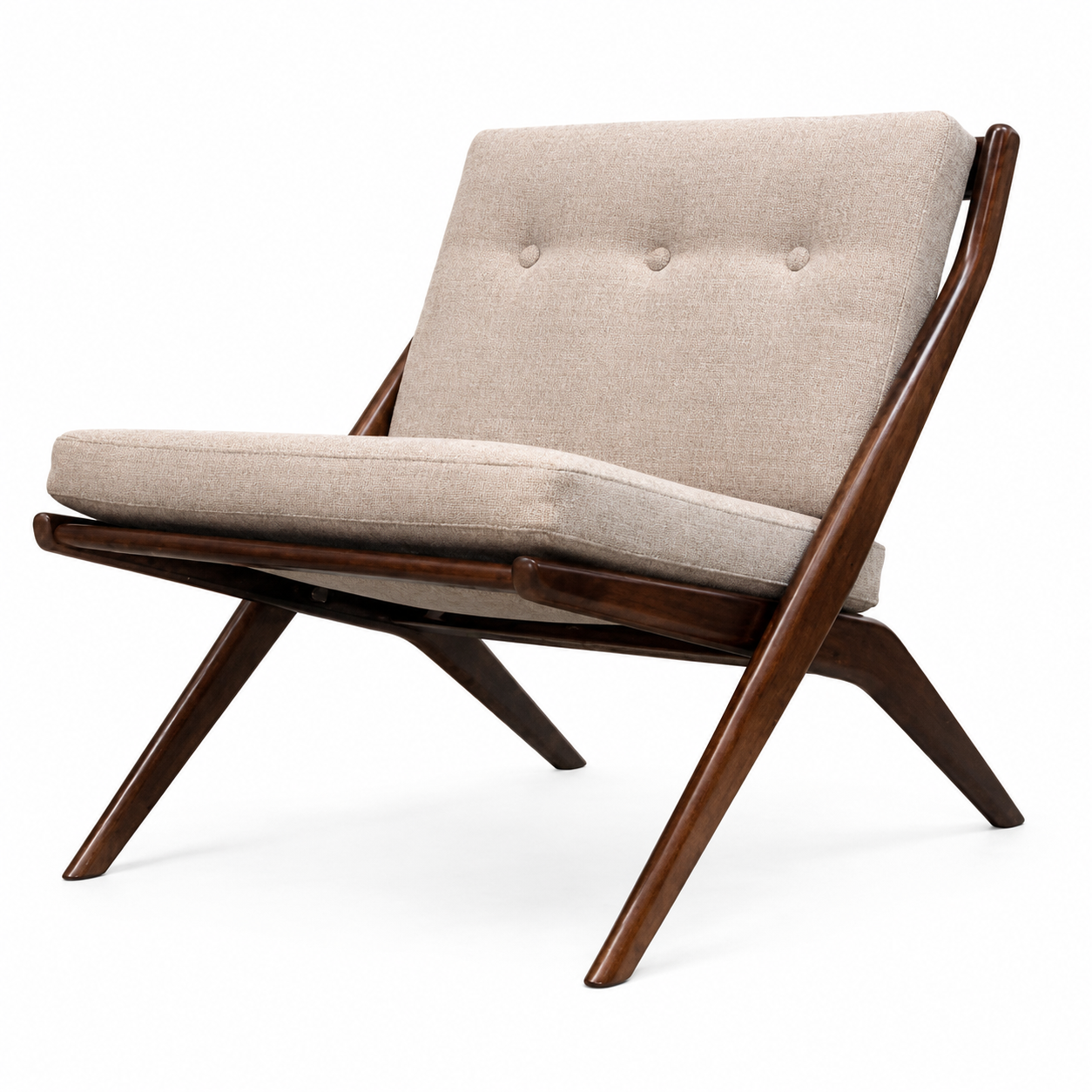Solid Wood Lounge Chair with Fabric Cushion Upholstered Accent Chair for Living Room Home Furniture
