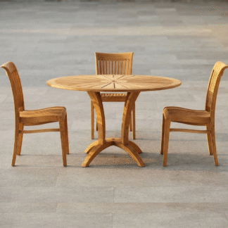 Solid Teak Wood Outdoor Dining Set Round Table with Wooden Chairs Garden Patio Furniture Set