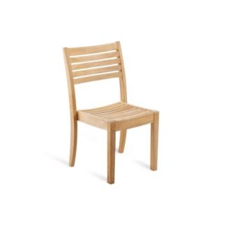 Solid Teak Wood Outdoor Dining Chair Armless Slatted Patio Garden Bistro Pack
