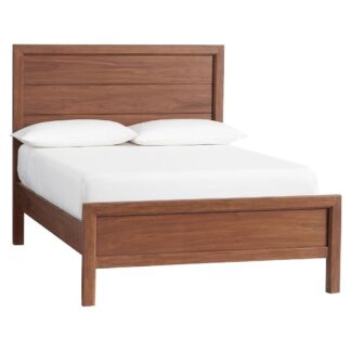 Transitional Teak Framed Platform Bed