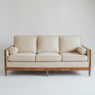 Teak Modern Sofa with Bolster Cushions