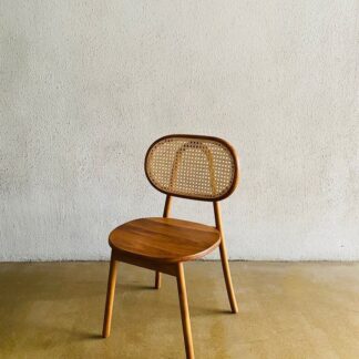 Teak Dining Chair with Oval Rattan