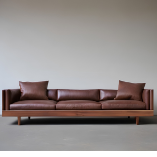 Teak Wood Genuine Leather Sofa