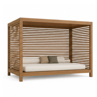 Teak Poolside Cabana with Slatted Wall Panels