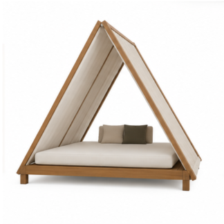 Teak Wood Poolside Cabana Double Daybed