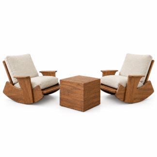 Solid Wood Rocking Lounge Chair Set