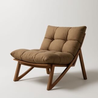 Modern Solid Wood Lounge Chair with Cushioned Seat and Backrest Accent Armchair for Living Room Hotel Villa Resort