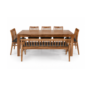 Solid Teak Wood Dining Table Set with Chairs and Bench