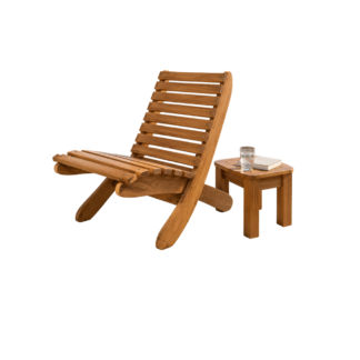 Teak Wood Slatted Lounge Chair