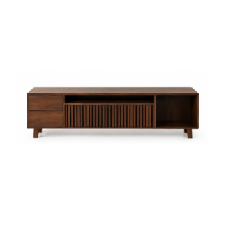 Teak Wood Slatted TV Console