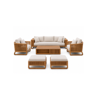 Teak Wood Slatted Outdoor Sofa Set