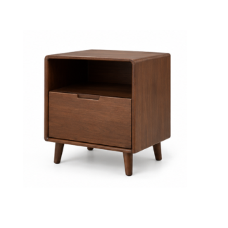 Modern Wooden Nightstand with Open Shelf