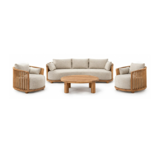 Curved Teak Wood Lounge Set