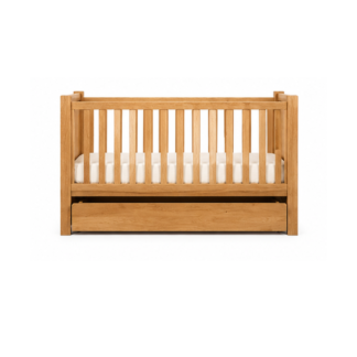 Teak Baby Crib with Underbed Storage Drawer