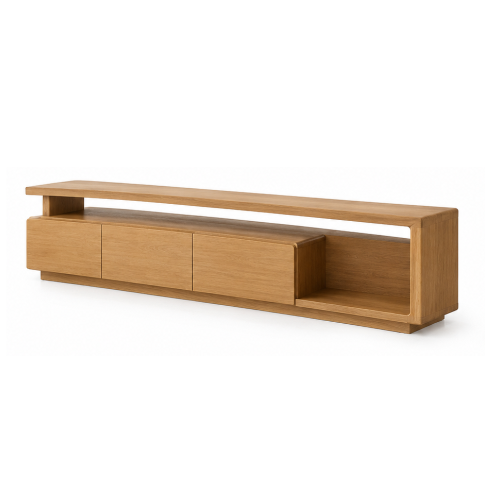 Modern Solid Teak Wood TV Console Cabinet