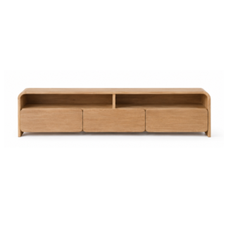 Solid Wood TV Console Cabinet with Rounded Frame