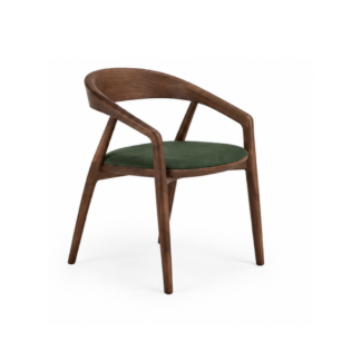 Curved Wooden Upholstered Accent Dining Chair