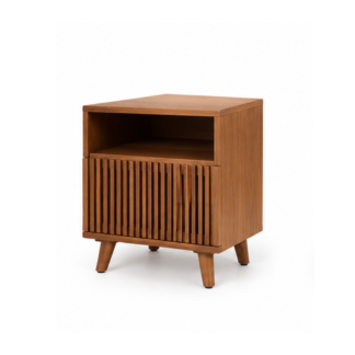Modern Wooden Nightstand With Fluted Drawer
