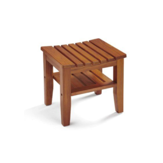 Teak Wood Slatted Bench with Shelf
