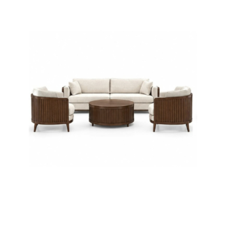 Curved Slatted Wooden Sofa Collection