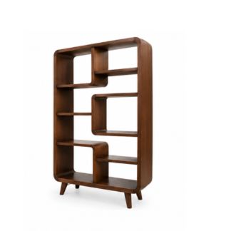 Modern Solid Wood Bookshelf with Open Shelves Freestanding
