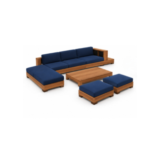 Solid Wood L Shape Sofa Set