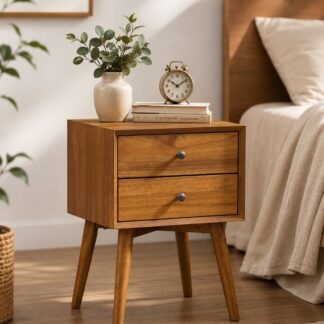 Midcentury Teak Nightstand Tapered Legs