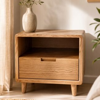 Retro Teak Nightstand Open Display Shelf