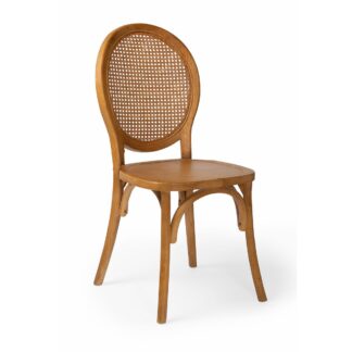 Teak Chair Oval Rattan Backrest