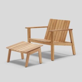Teak Lounge Chair Matching Slatted Footrest