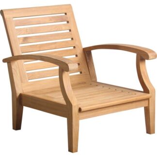 Lounge Chair Curved Armrests Slatted Backrest