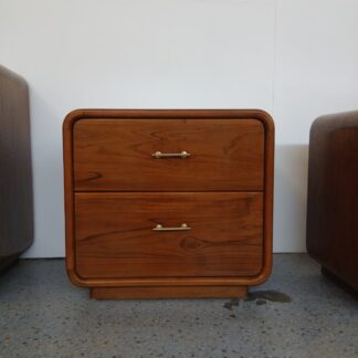 Teak Nightstand Curved Beveled Frame